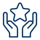 Star above open hands graphic