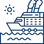 Ocean liner with smokestacks